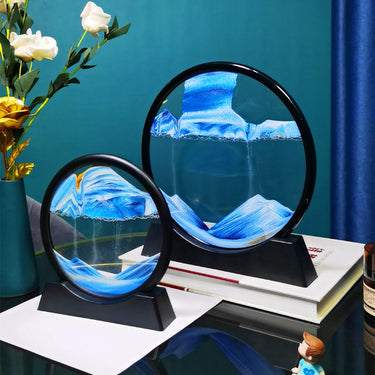 D Quicksand Hourglass Art – Rotating Sand Motion Decor for Desk